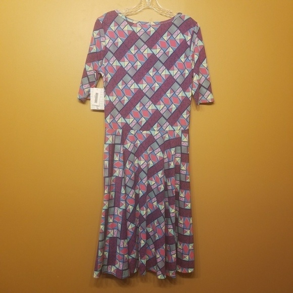 Lularoe | Women's Geometric Print Nicole Style Dress (Size Large) - Picture 9 of 10
